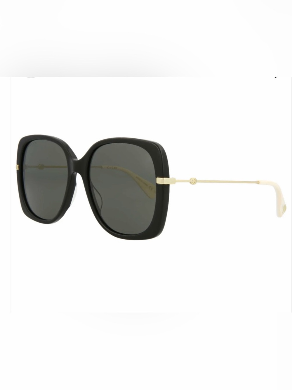 Gucci Black Square Sunglasses with Gold Arms